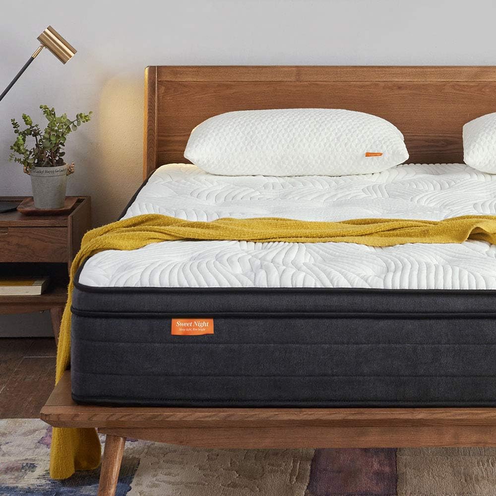 sweetnight queen mattress in a box 12 inch plush pillow top hybrid mattress gel memory foam for sleep cool motion isolat
