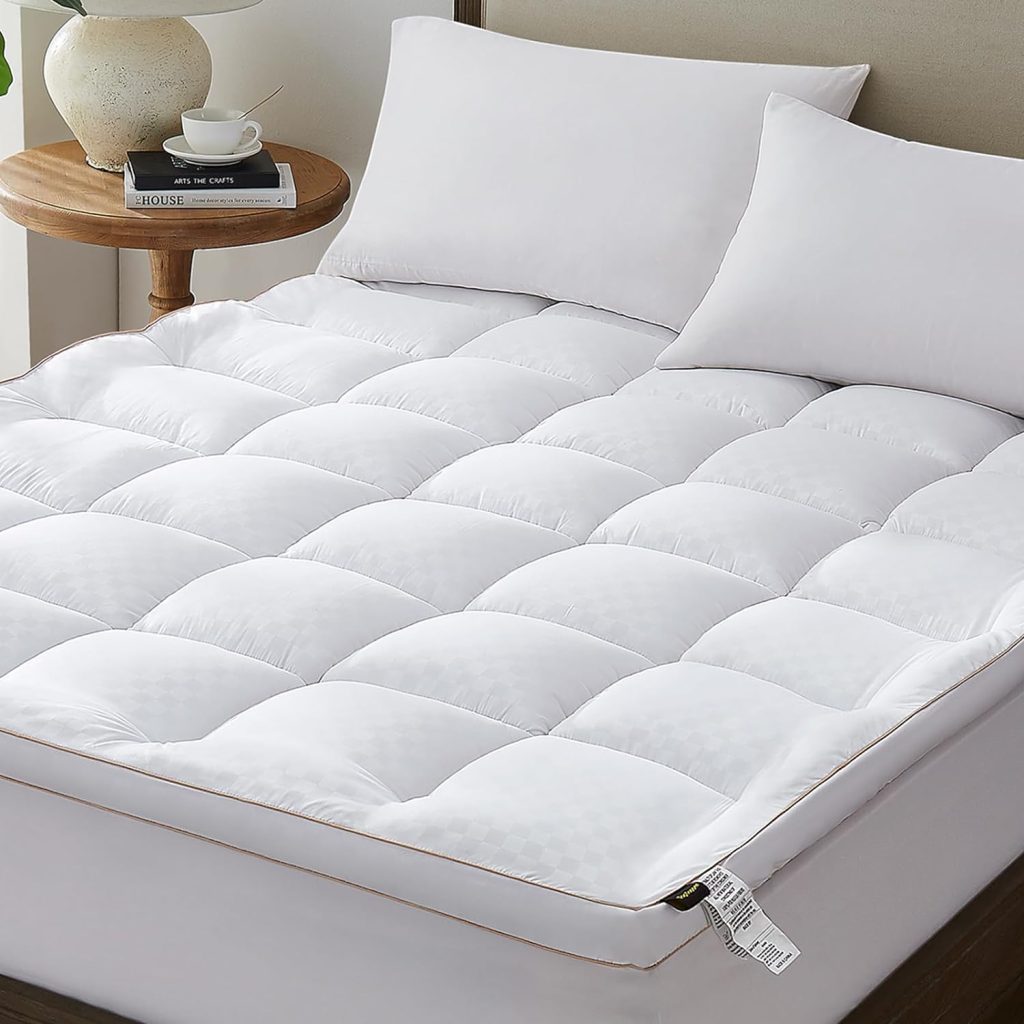 TopTopper Mattress Topper Queen Size, Cooling Mattress Pad Cover for Hot Sleepers, Extra Thick 5D Snow Down Alternative Overfilled Plush Pillow Top with 8-21 Inch Deep Pocket - 60x80 White