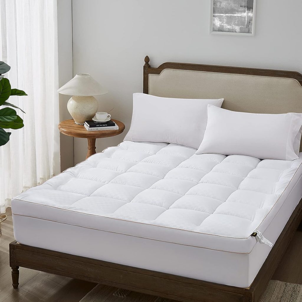 TopTopper Mattress Topper Queen Size, Cooling Mattress Pad Cover for Hot Sleepers, Extra Thick 5D Snow Down Alternative Overfilled Plush Pillow Top with 8-21 Inch Deep Pocket - 60x80 White