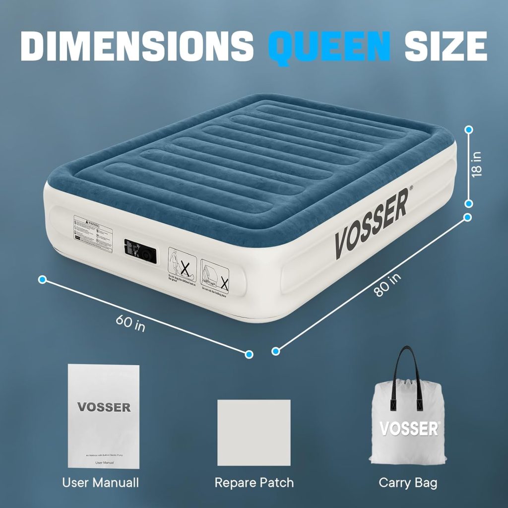 Twin Air Mattress with Built-in Pump,Fast  Easy Inflation/Deflation Inflatable Mattress, Foldable Blow Up Mattress with Storage Bag, Inflatable Bed for Home, Camping  Guests