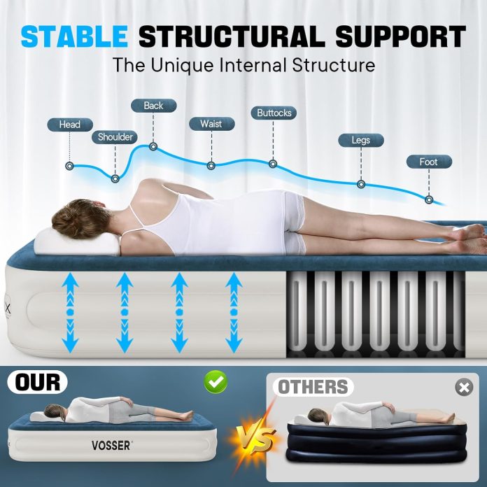 twin air mattress with built in pumpfast easy inflationdeflation inflatable mattress foldable blow up mattress with stor 8