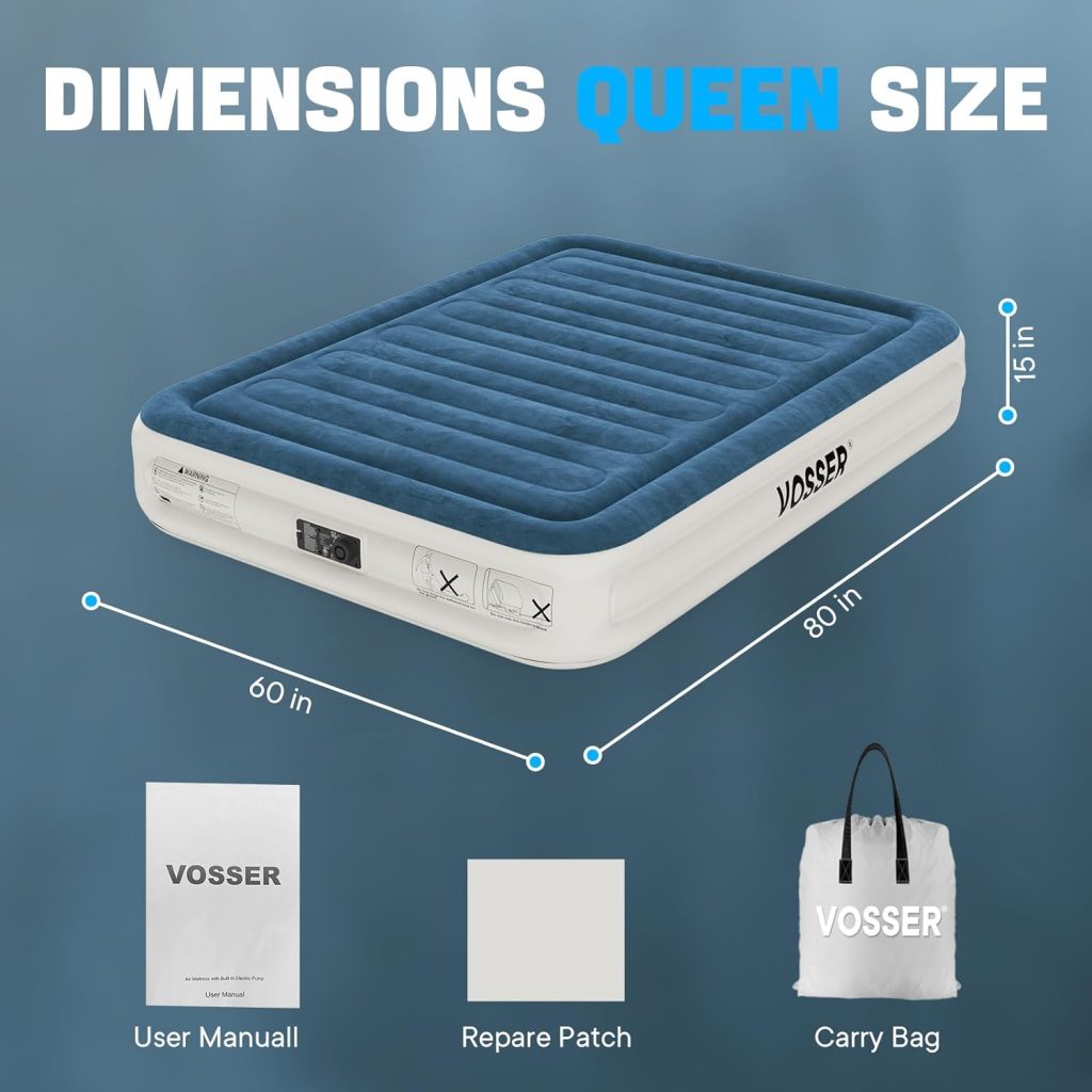 Twin Air Mattress with Built-in Pump,Fast  Easy Inflation/Deflation Inflatable Mattress, Foldable Blow Up Mattress with Storage Bag, Inflatable Bed for Home, Camping  Guests