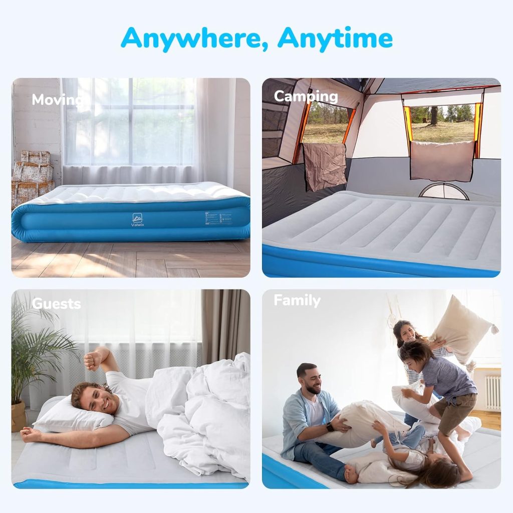 Valwix Twin Air Mattress with Built-in Pump  Pillow, 17 Height Air Bed w/Supportive Tech, Inflatable Mattress for Home  Travel, 660 LBS Capacity