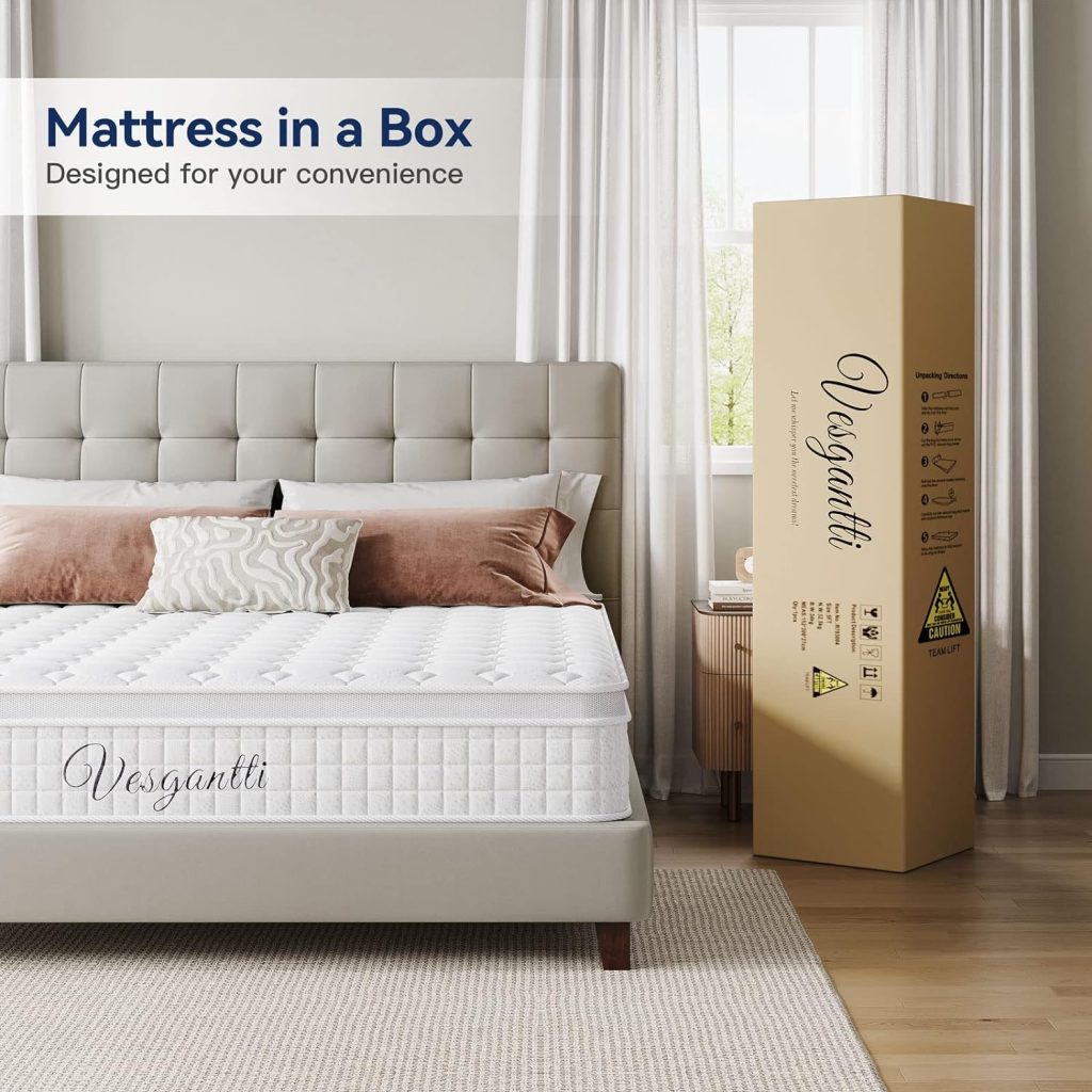 Vesgantti Full Mattress 10 Inch Innerspring Multilayer Hybrid Full Mattress - Ergonomic Design with Memory Foam and Pocket Spring Mattress Full Size, Medium Firm Feel, Grey