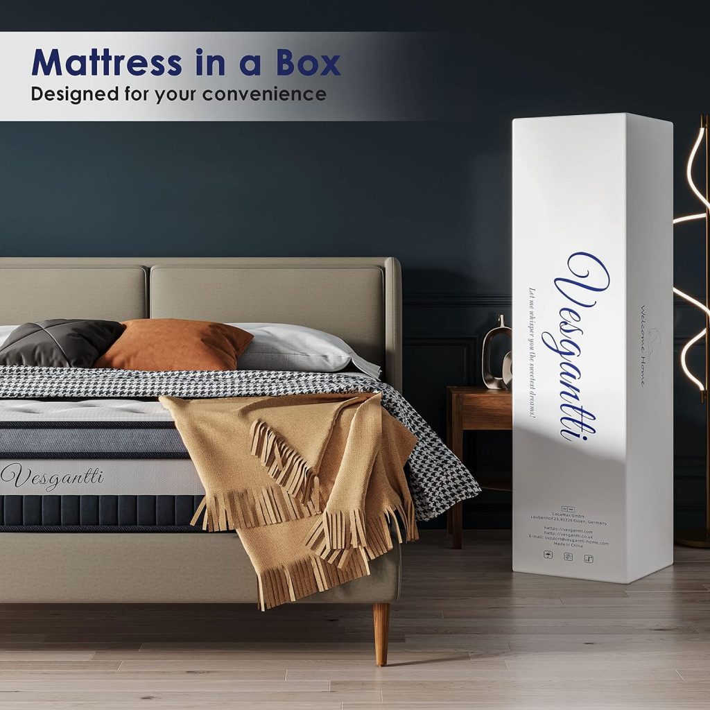 Vesgantti Twin XL Mattress 8 Inch Innerspring Multilayer Hybrid XL Twin Mattress - Ergonomic Design with Memory Foam and Pocket Spring Mattress Twin XL Size - Box Top Series Medium Firm Feel