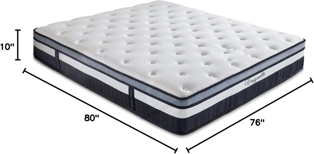Vesgantti Twin XL Mattress 8 Inch Innerspring Multilayer Hybrid XL Twin Mattress - Ergonomic Design with Memory Foam and Pocket Spring Mattress Twin XL Size - Box Top Series Medium Firm Feel