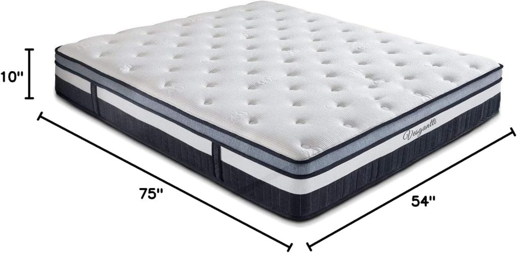 Vesgantti Twin XL Mattress 8 Inch Innerspring Multilayer Hybrid XL Twin Mattress - Ergonomic Design with Memory Foam and Pocket Spring Mattress Twin XL Size - Box Top Series Medium Firm Feel