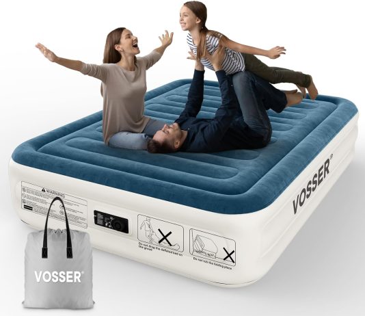 vosser queen air mattress with built in pumpfast easy inflationdeflation inflatable mattress foldable blow up mattress w