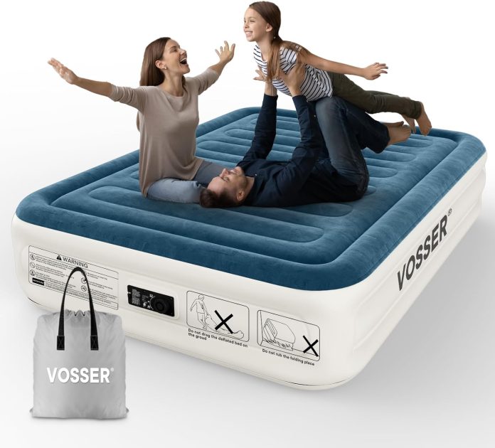 vosser queen air mattress with built in pumpfast easy inflationdeflation inflatable mattress foldable blow up mattress w