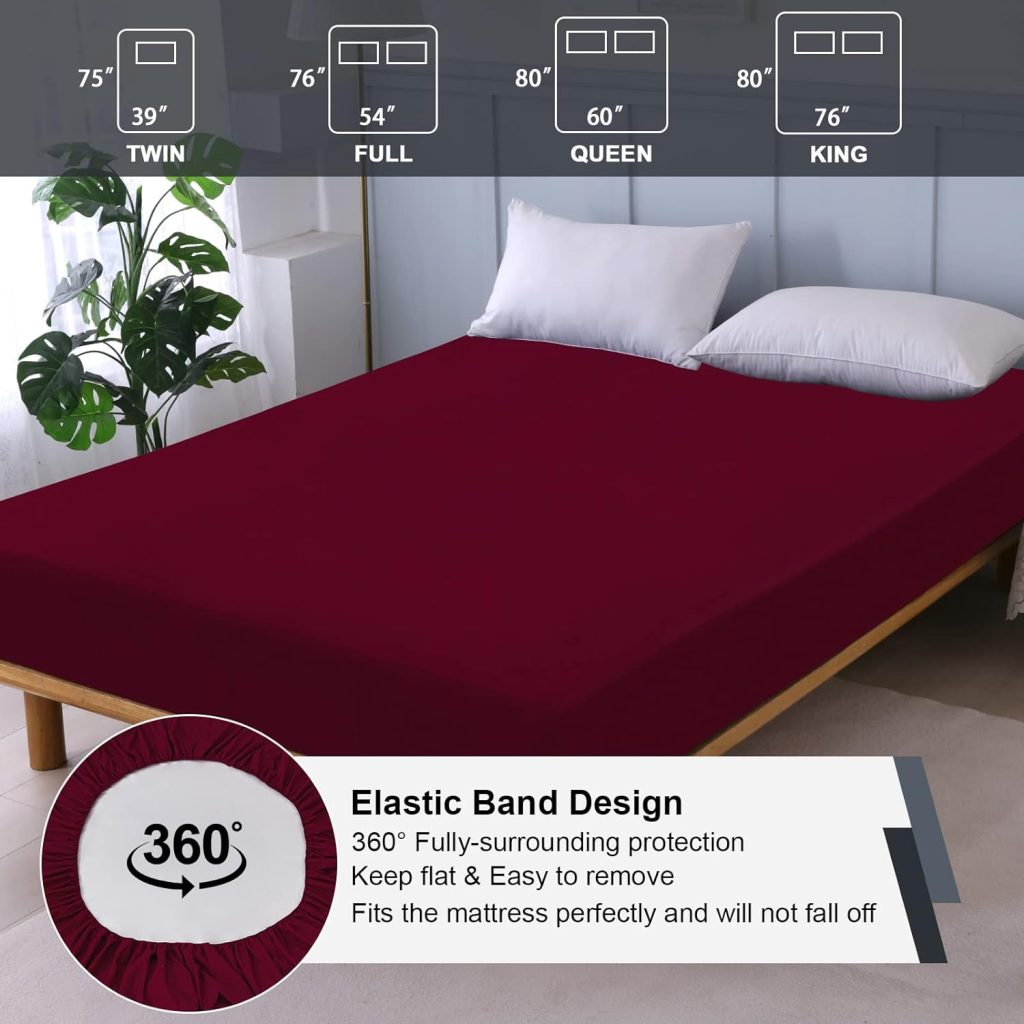 Waterproof Mattress Protector Queen, Fitted Sheet Style Breathable Mattress Cover with Deep Pocket Fits Up to 18, Machine Washable Noiseless Bed Cover for Kids Adults Pets (Black, 60 X 80)