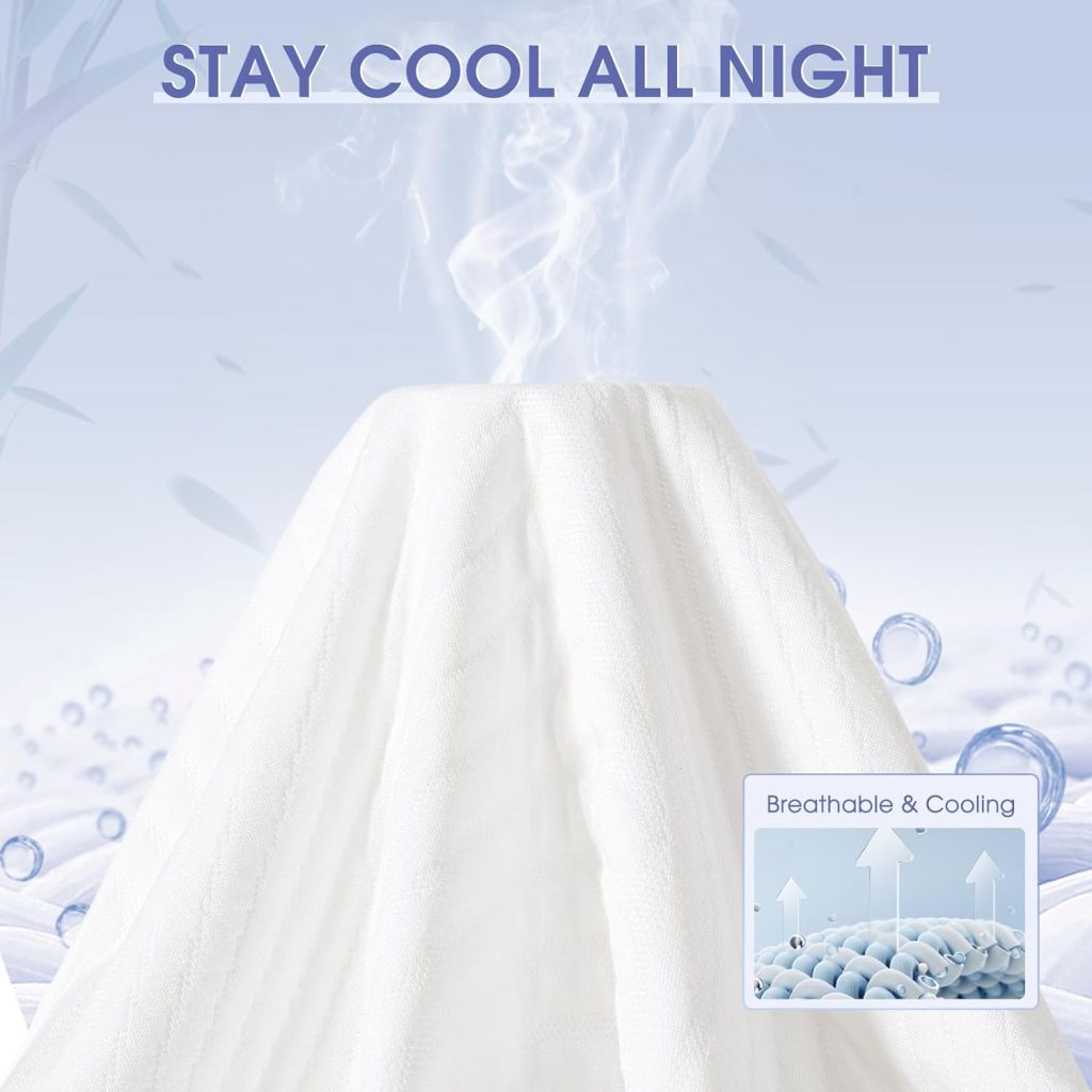 Waterproof Mattress Protector Queen Size - Cooling Bamboo Rayon Mattress Cover, Soft Breathable Noiseless 3D Air Fabric Bed Mattress Pad Covers, Machine Washable, 8-21 Deep Pocket