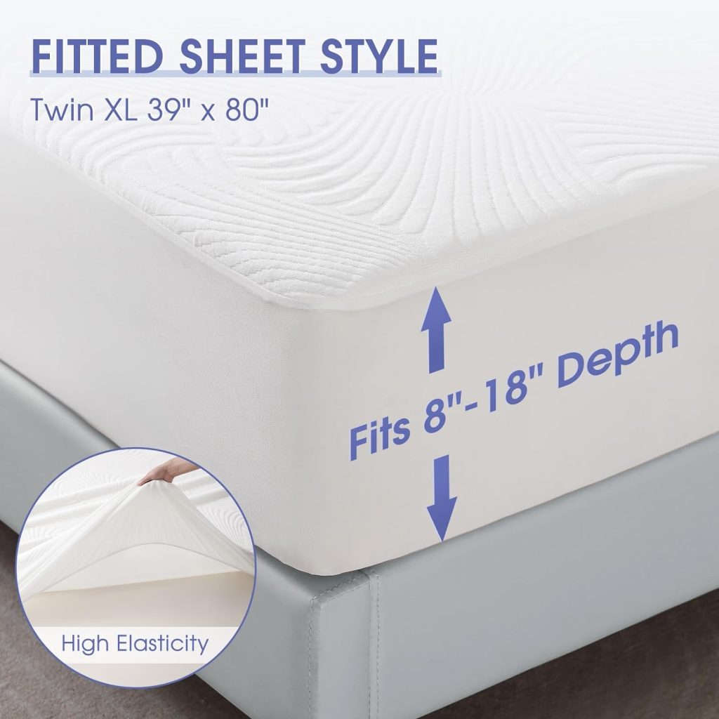 Waterproof Mattress Protector Queen Size - Cooling Bamboo Rayon Mattress Cover, Soft Breathable Noiseless 3D Air Fabric Bed Mattress Pad Covers, Machine Washable, 8-21 Deep Pocket