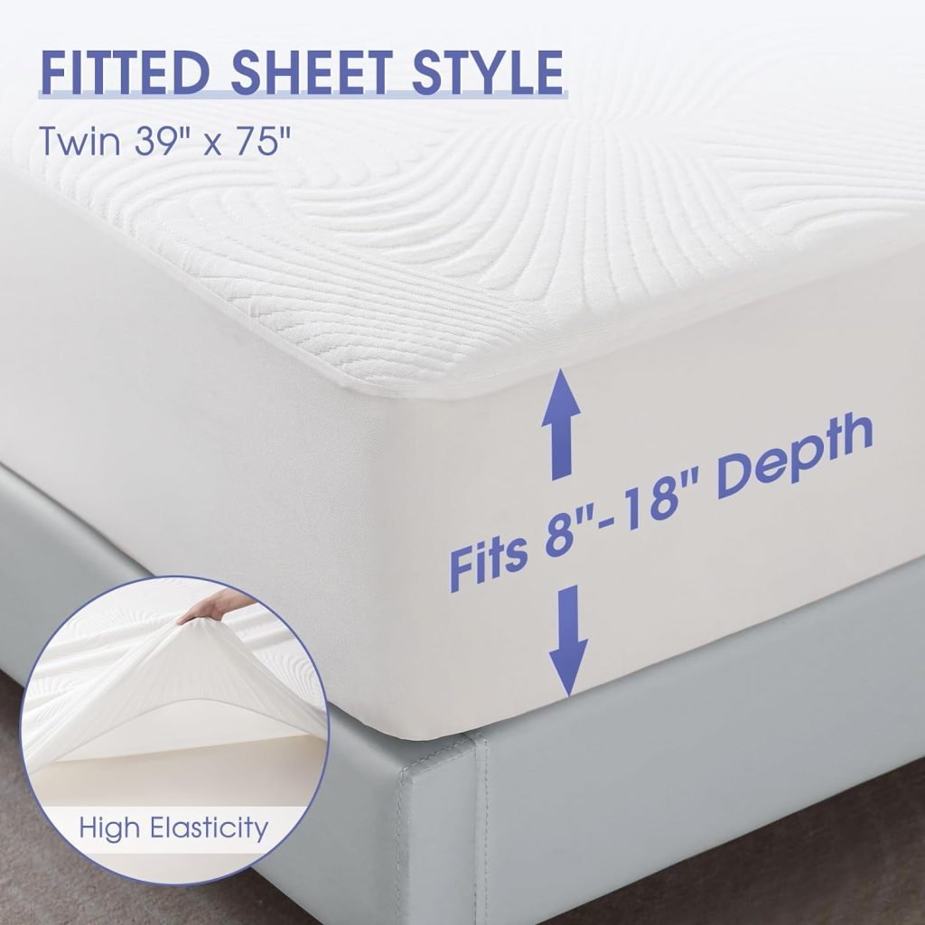 Waterproof Mattress Protector Queen Size - Cooling Bamboo Rayon Mattress Cover, Soft Breathable Noiseless 3D Air Fabric Bed Mattress Pad Covers, Machine Washable, 8-21 Deep Pocket