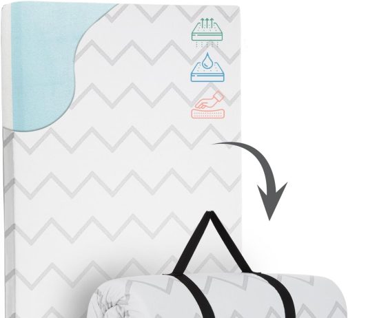 waterproof pack and play mattress topper 38 x 26 roll up style breathable soft memory foam portable playard mattress top