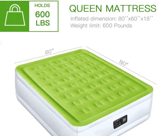 yening full size air mattress with built in pump raised double blow up bed inflatable camping airbed electric 18 inch ta 4