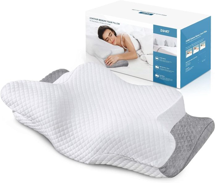 zamat adjustable memory foam neck pillow for pain relief with cooling pillowcase orthopedic contour for side back stomac