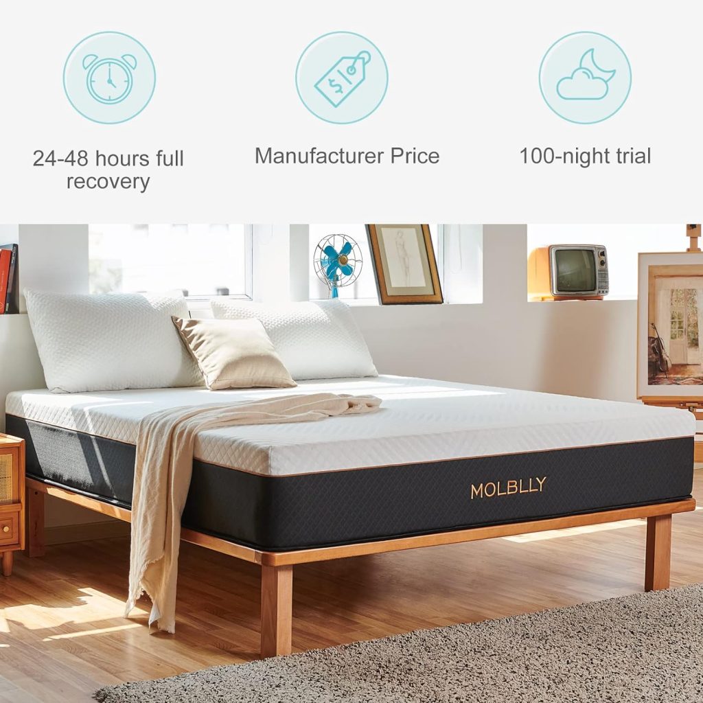 Molblly Queen Mattress - 12-Inch Hybrid Mattress with Individual Pocket Springs and Foam, Queen Size Bed, Breathable and Pressure-Relieving, Medium, Mattresses Queen Size 60*80*12