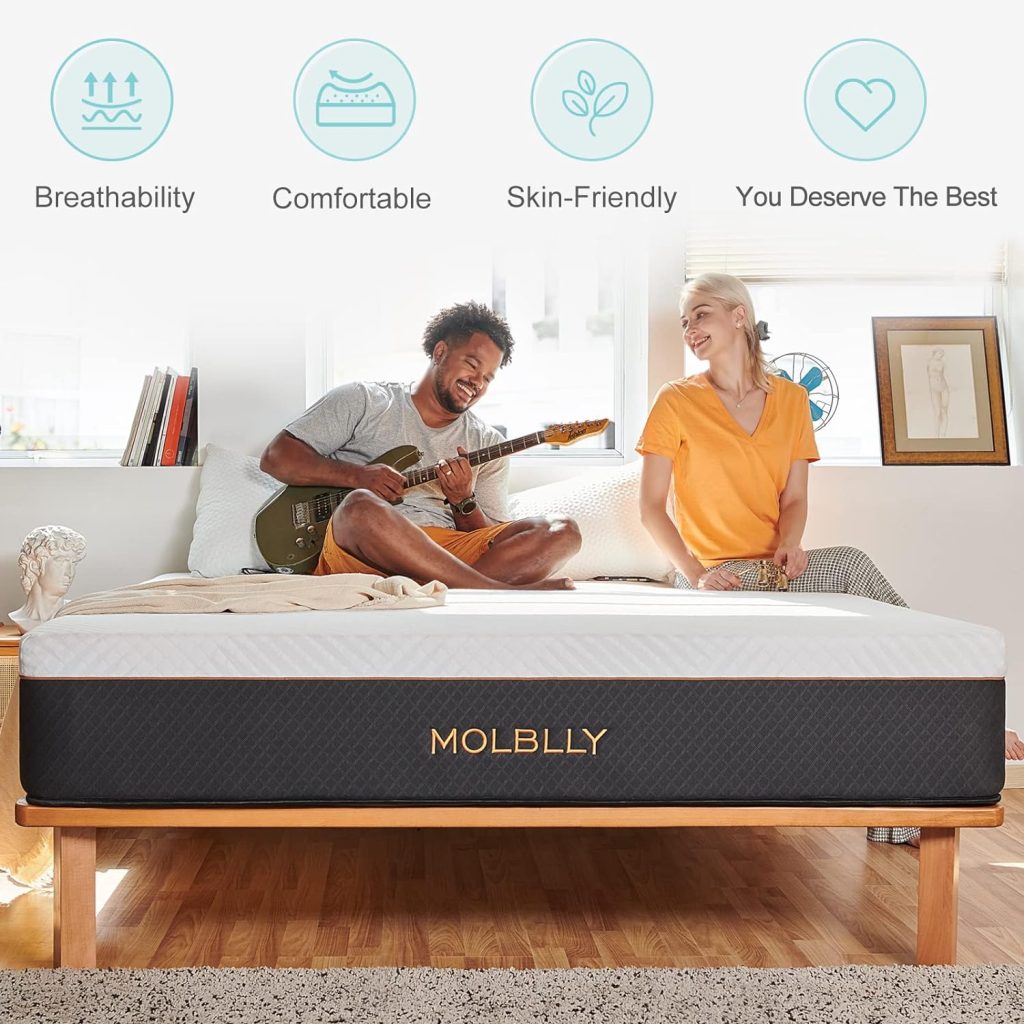 Molblly Queen Mattress - 12-Inch Hybrid Mattress with Individual Pocket Springs and Foam, Queen Size Bed, Breathable and Pressure-Relieving, Medium, Mattresses Queen Size 60*80*12