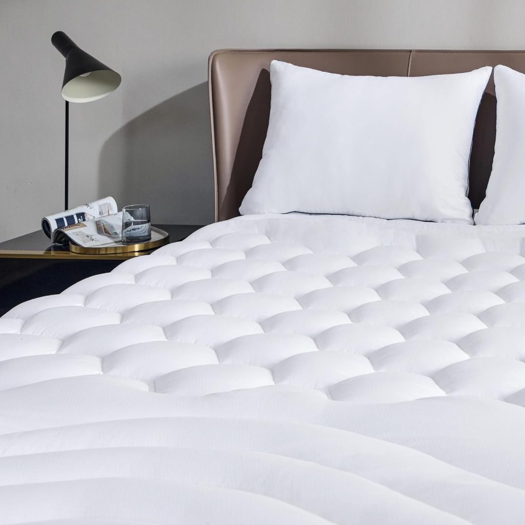 Bedsure Queen Size Mattress Pad - Soft Mattress Cover Padded, Quilted Fitted Mattress Protector with 8-21 Deep Pocket, Breathable Fluffy Pillow Top, White, 60x80 Inches