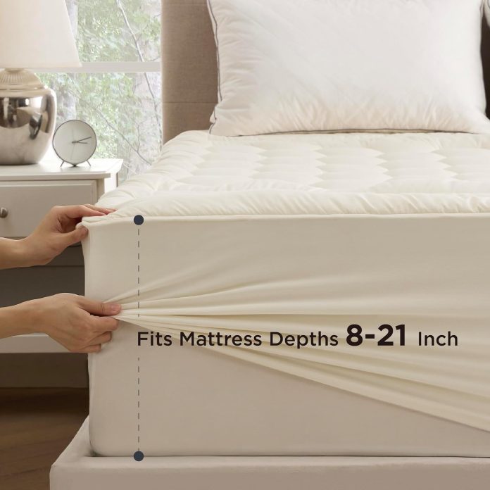 bedsure queen size mattress pad soft mattress cover padded quilted fitted mattress protector with 8 21 deep pocket breat 3