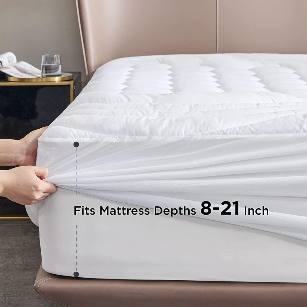Bedsure Queen Size Mattress Pad - Soft Mattress Cover Padded, Quilted Fitted Mattress Protector with 8-21 Deep Pocket, Breathable Fluffy Pillow Top, White, 60x80 Inches