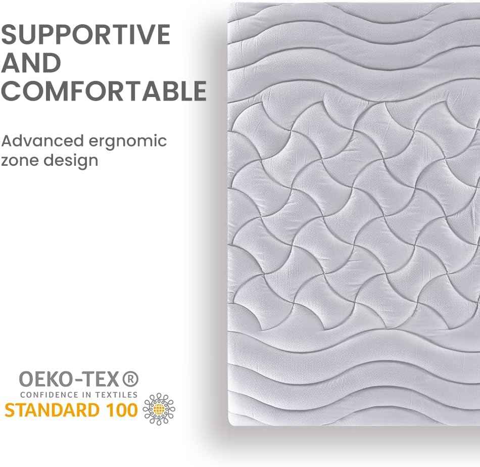 SLEEP ZONE Cooling Queen Mattress Topper, Premium Zoned Cool Mattress Pad Cover, Padded Mattress Protector Breathable Washable, Deep Pocket 8-21 (Grey, Queen)