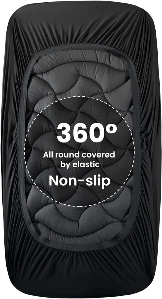 SLEEP ZONE Cooling Queen Mattress Topper, Premium Zoned Cool Mattress Pad Cover, Padded Mattress Protector Breathable Washable, Deep Pocket 8-21 (Grey, Queen)