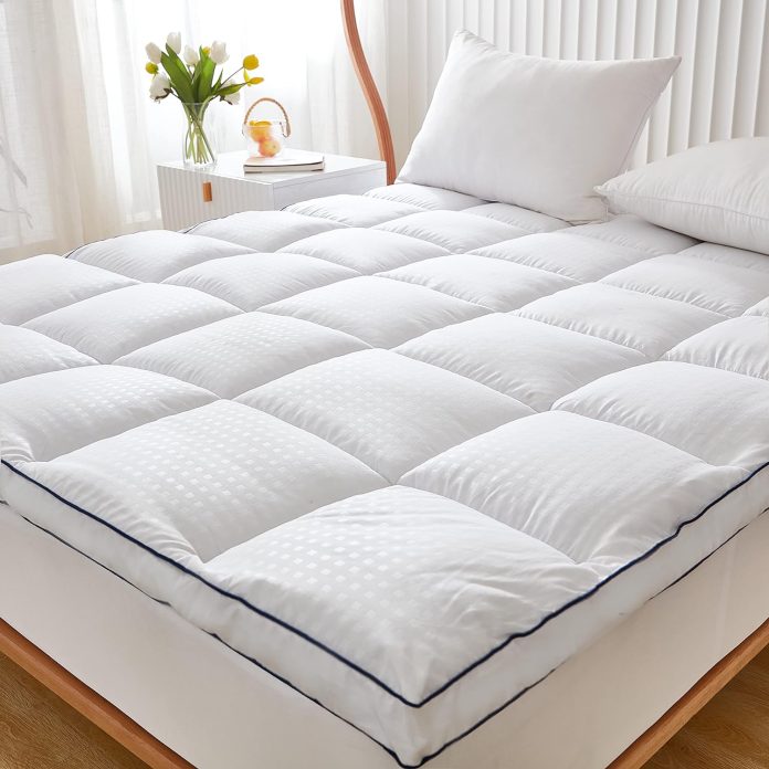 swtmerry queen size mattress pad topper extra thick quilted fitted mattress protector pillow cotton top with 21 deep poc