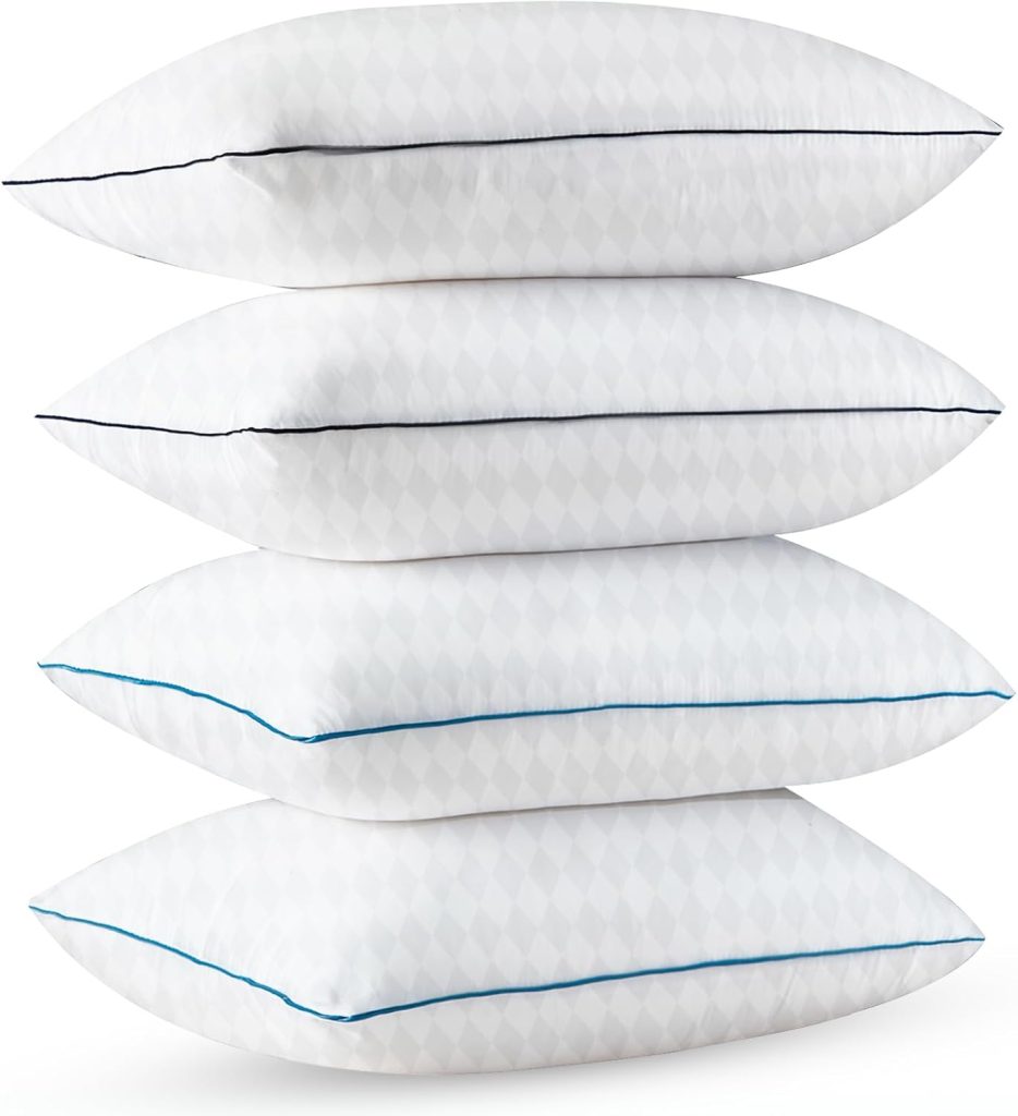 Bed Pillows for Sleeping: Luxury Hotel Pillows Standard Size Set of 4 Pack Supportive Suitable for Stomach,Back and Side Sleepers