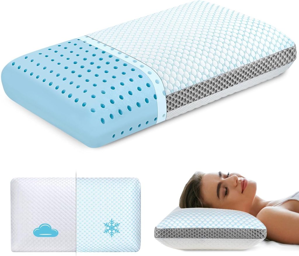 HAMYODO Memory Foam Pillows, Premium Bed Pillow with Dual-Sided Washable Cover, Breathable Foam Pillow Neck Pillow for Sleeping, Cooling Pillows for Side Back Sleepers, Sleeping Pillow for Adults
