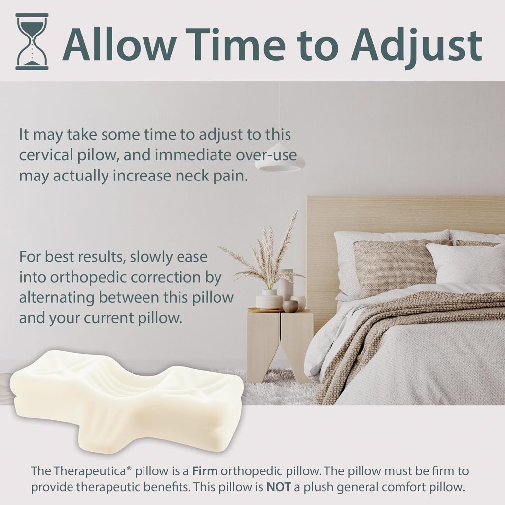 Therapeutica Cervical Orthopedic Foam Sleeping Pillow; For Neck, Shoulder, and Back Pain Relief; Helps Spinal Alignment; Back and Side Sleeping, Firm - Average