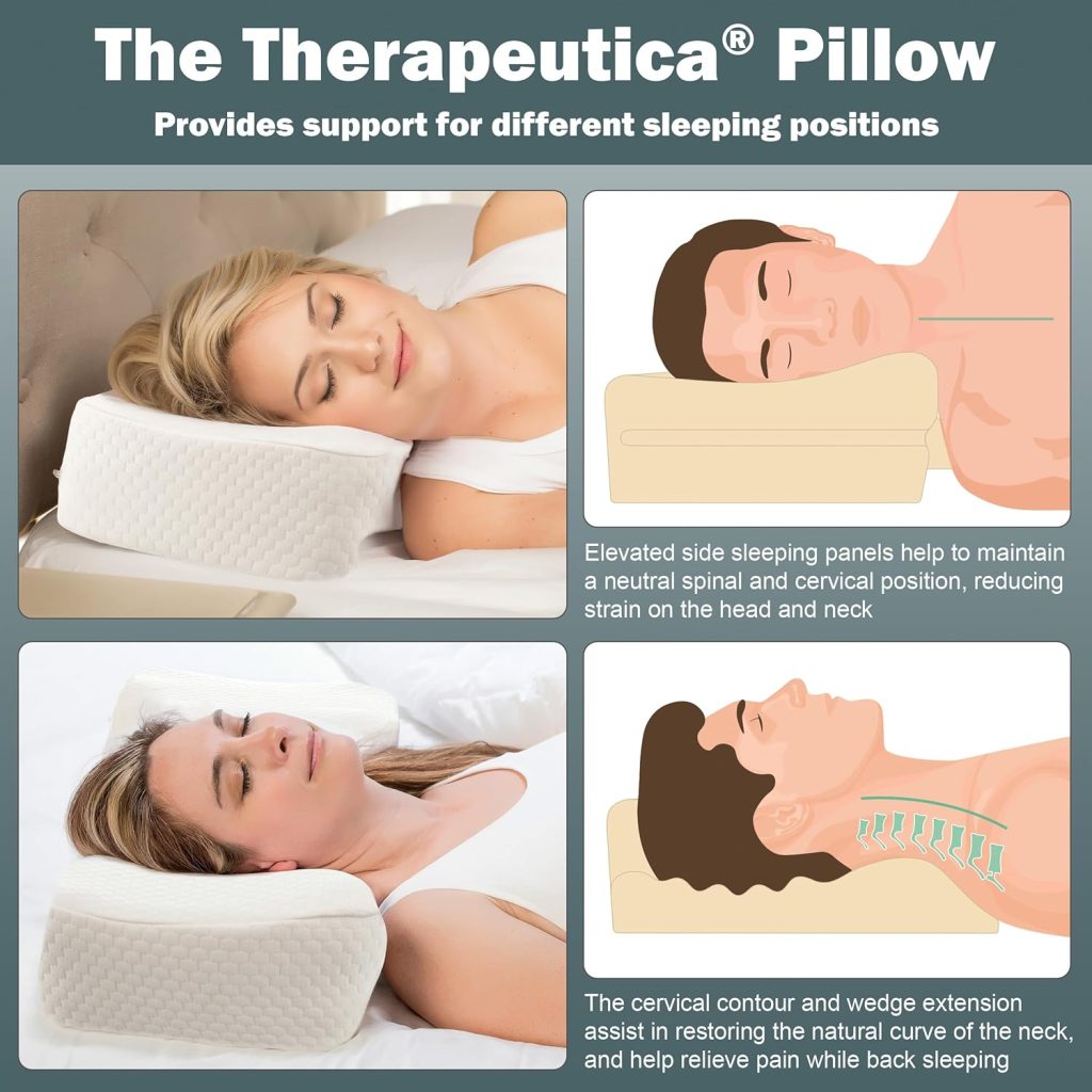 Therapeutica Cervical Orthopedic Foam Sleeping Pillow; For Neck, Shoulder, and Back Pain Relief; Helps Spinal Alignment; Back and Side Sleeping, Firm - Average