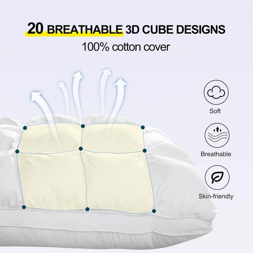 YOUR MOON Soft Pillows Queen Size for Sleeping, Support Bed Pillows, Fluffy Down Alternative Pillow, Luxury Hotel Gel Pillows for Side Sleeping (White)