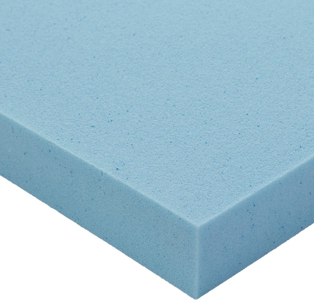 Amazon Basics Cooling Gel-Infused Firm Support Mattress Topper, Alternative Latex Foam, 2 Inches, King, Blue
