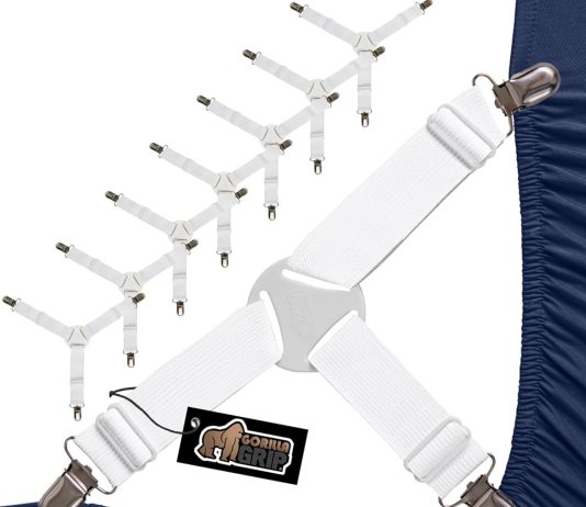 gorilla grip bed sheet straps adjustable elastic fasteners with metal clips keep in place fitted bedding holder easy ins