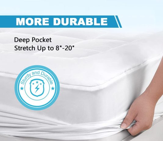 queen mattress pad cover cooling mattress topper pillow top with down alternative fill 8 21 fitted deep pocket queen siz 1