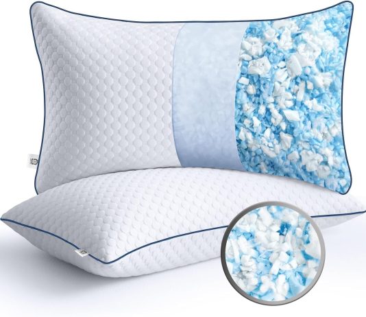 shredded memory foam pillows king size set of 2 king pillows for sleeping 2 pack adjustable firm pillows for side back s