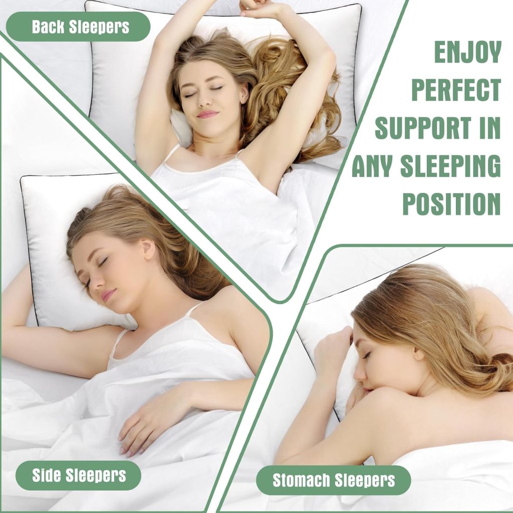 Standard Size Bed Pillows for Sleeping 4 Pack,Luxury Hotel Pillows,Comfortable and Supportive,Machine Washable,Suitable for Stomach,Back and Side Sleepers.