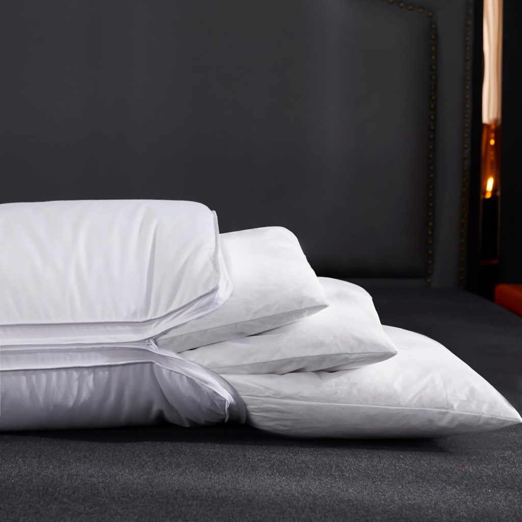 Three Geese Adjustable Layer Goose Feather Pillow,Assembled Bed Pillow,100% Soft Cotton Cover,Good for Side and Back Stomach Sleeper, Standard/Queen Size,Packaging Include 1 Pillow.