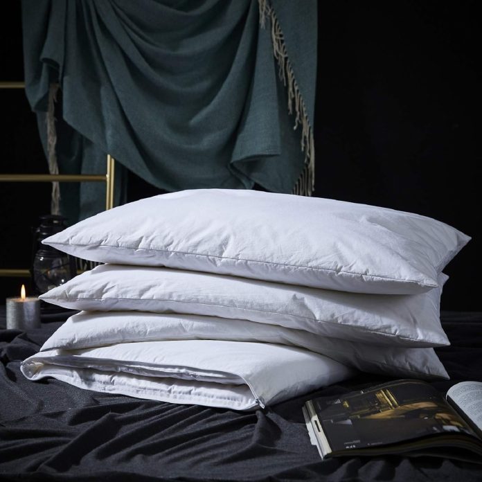 three geese adjustable layer goose feather pillowassembled bed pillow100 soft cotton covergood for side and back stomach
