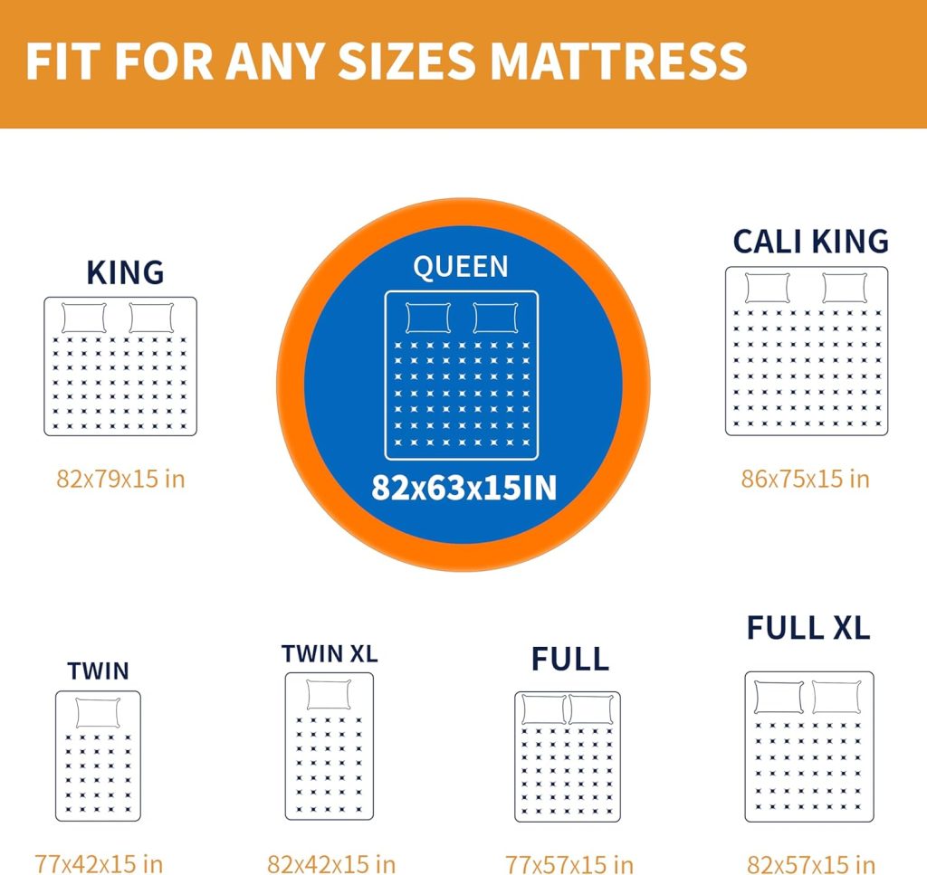 Acnusik Queen Mattress Bags for Moving and Storage, Reusable Heavy Duty Tarp Waterproof Queen Size Bed Mattress Cover, Zippered Mattress Protector with 8 Strong Handles, 82’’ Lx 63’’ W x 15’’ D