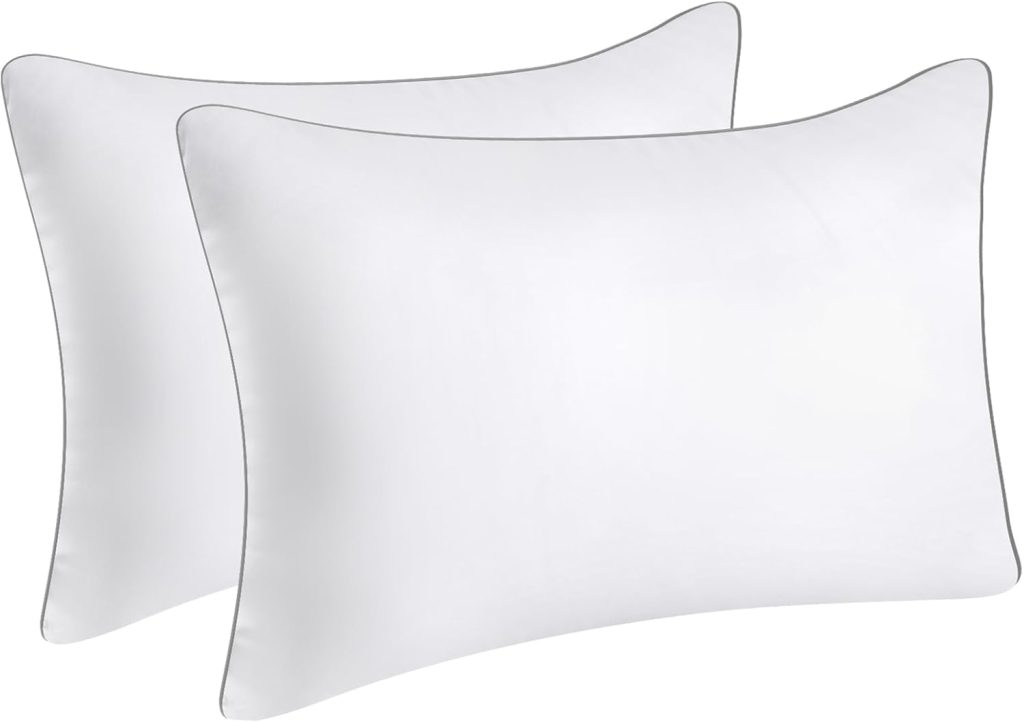 Bed Pillows for Sleeping Queen Size Set of 2 Pack Cooling Pillow Set of 2 for Side Back and Stomach Sleepers Down Alternative Filling Luxury Soft and Skin-Friendly