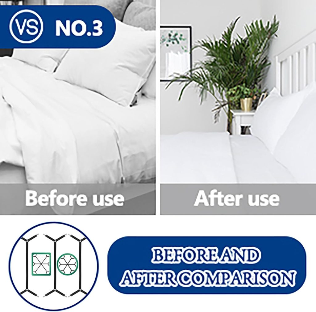 Bed Sheet Straps,Adjustable Elastic Sheet Fasteners,Secure Mattresses Covers Keeper with Fitted Sheet Holders and Metal Clips,Ensuring Sheets Stay in Place（4pcs Black）