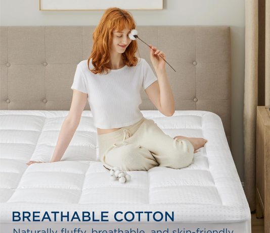 bedsure mattress pad queen size breathable cotton mattress topper quilted fitted mattress cover with deep pocket fits 8 1 1