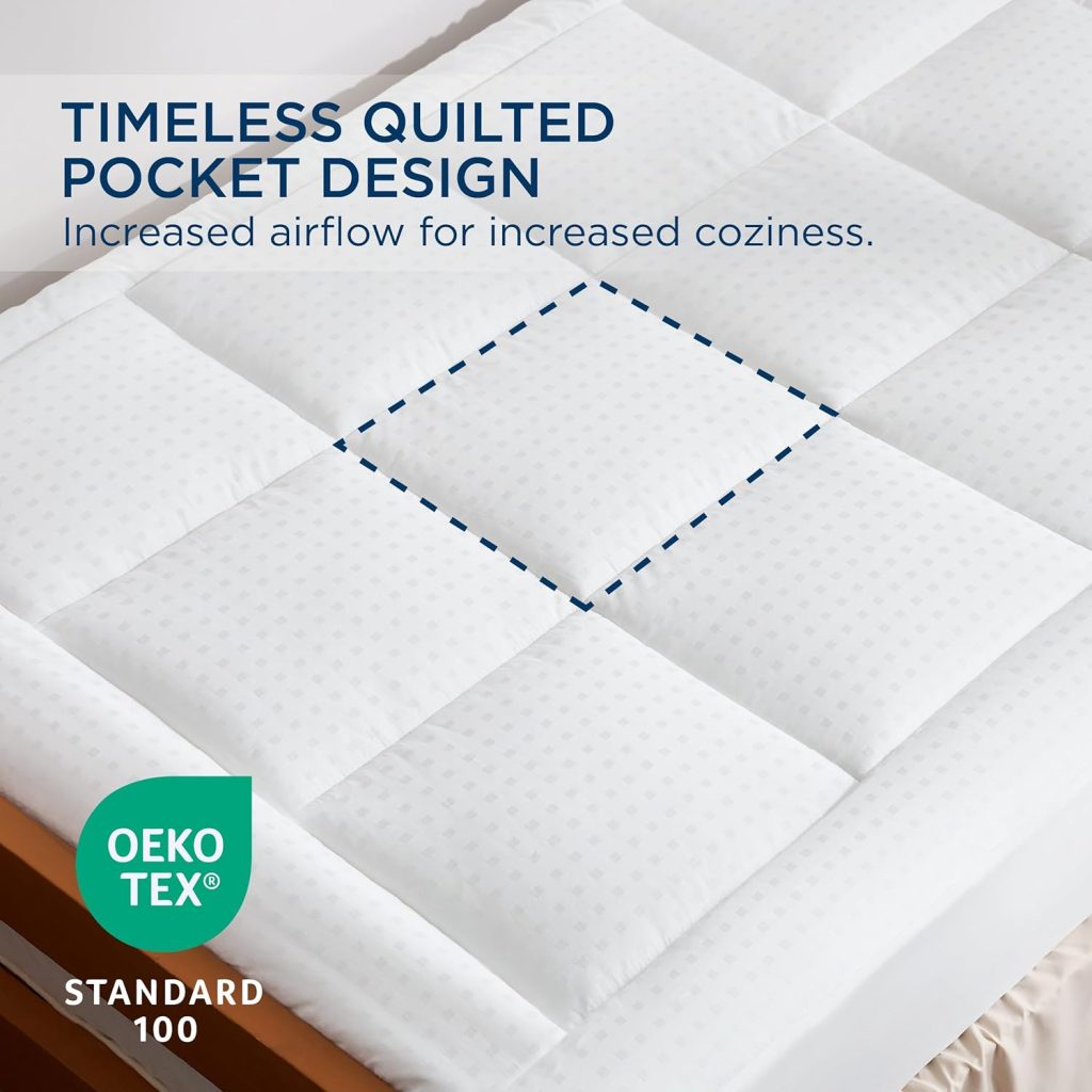 Bedsure Mattress Pad Queen Size - Breathable Cotton Mattress Topper, Quilted Fitted Mattress Cover with Deep Pocket Fits 8-21 Inch Mattress, Soft Fluffy Pillow Top, White