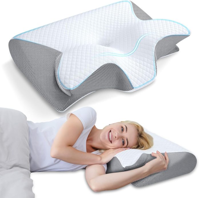 homca memory foam cervical pillow 2 in 1 ergonomic contour orthopedic pillow for neck pain contoured support pillows for