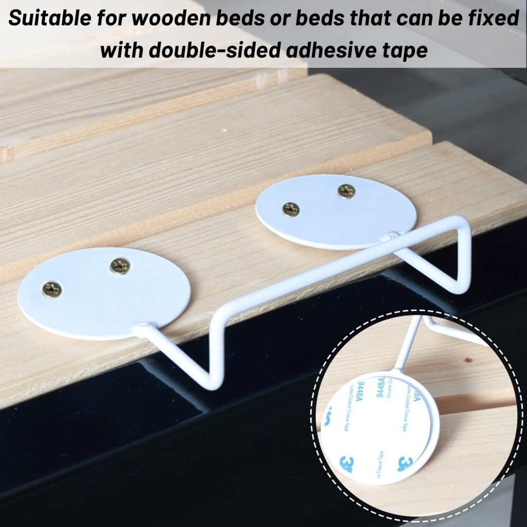 Mattress Slide Stopper, 4PCS Mattress Retainer Bar, Non Slip Mattress Gripper, Mattress Holder in Place Anti-Slip Baffle Fit for Most Wooden Bed Frames, Easy to Installation Metal Pad Gripper (White)