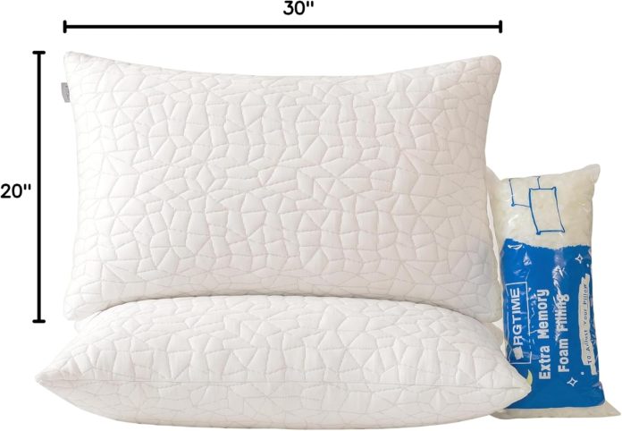 shredded memory foam pillows queen size set of 2adjustable bed pillows for side back stomach sleeperscomfy cooling pillo 2