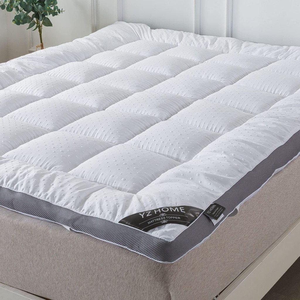 Mattress Topper Mattress Pad Protector - Quality Plush Luxury Down Alternative Pillow Top - 3inch Extra Thick Mattress Cover (Short Queen), White