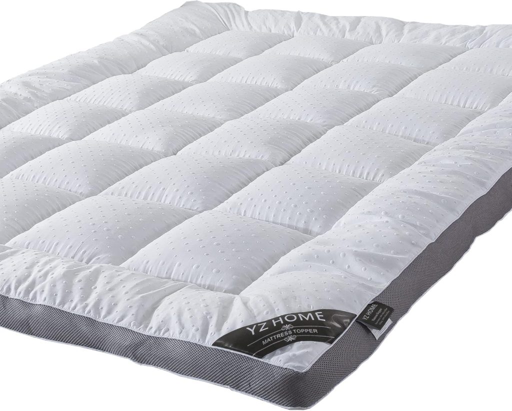 Mattress Topper Mattress Pad Protector - Quality Plush Luxury Down Alternative Pillow Top - 3inch Extra Thick Mattress Cover (Short Queen), White
